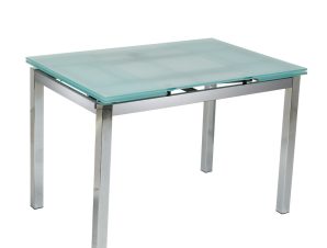 Τραπέζι Επεκτεινόμενο BOTEV Αμμοβολή/Χρώμιο Γυαλί/Μέταλλο 110+60x74x75cm