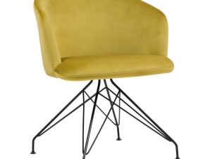 Πολυθρόνα JOHAN Κίτρινο Βελούδο/Μέταλλο 63x51x78cm