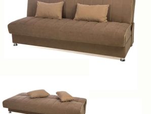 Καναπές Κρεβάτι 3Θέσιος New Leon 190x85x83cm Φ7 Καφέ Με Μπεζ Ρίγα 21/20 828-25-342