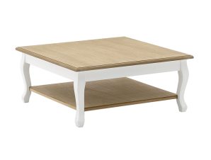 Τραπέζι Ξύλινο Μπεζ Με Λευκά Πόδια 80x80x35cm