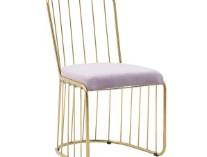 Καρέκλα Μεταλλική/Βελούδινη Χρυσή/Ροζ 51x48x82cm